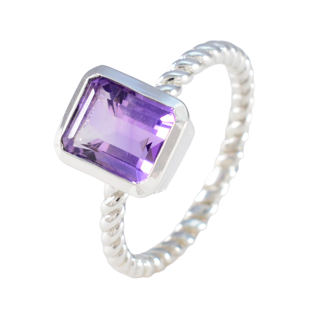 Amethyst Solitaire German Silver Purple Gems Featherlight Graceful Ring Jewelry