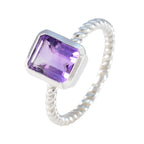 Amethyst Solitaire German Silver Purple Gems Featherlight Graceful Ring Jewelry