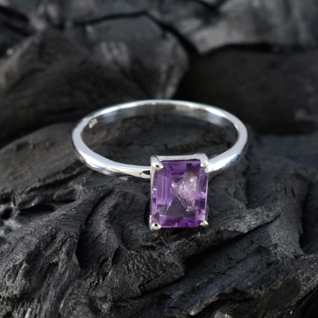 Amethyst Solitaire Turkish 925 Silver Purple Gems Delicate Graceful Ring Jewelry