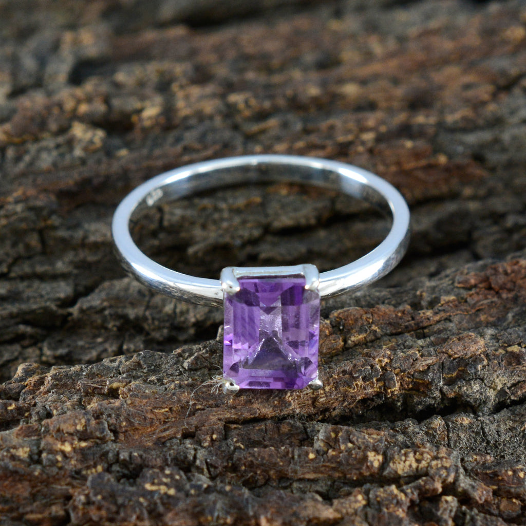 Amethyst Solitaire Turkish 925 Silver Purple Gems Delicate Graceful Ring Jewelry