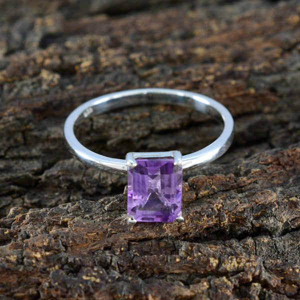 Amethyst Solitaire Turkish 925 Silver Purple Gems Delicate Graceful Ring Jewelry