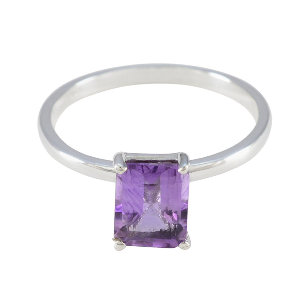 Amethyst Solitaire Turkish 925 Silver Purple Gems Delicate Graceful Ring Jewelry
