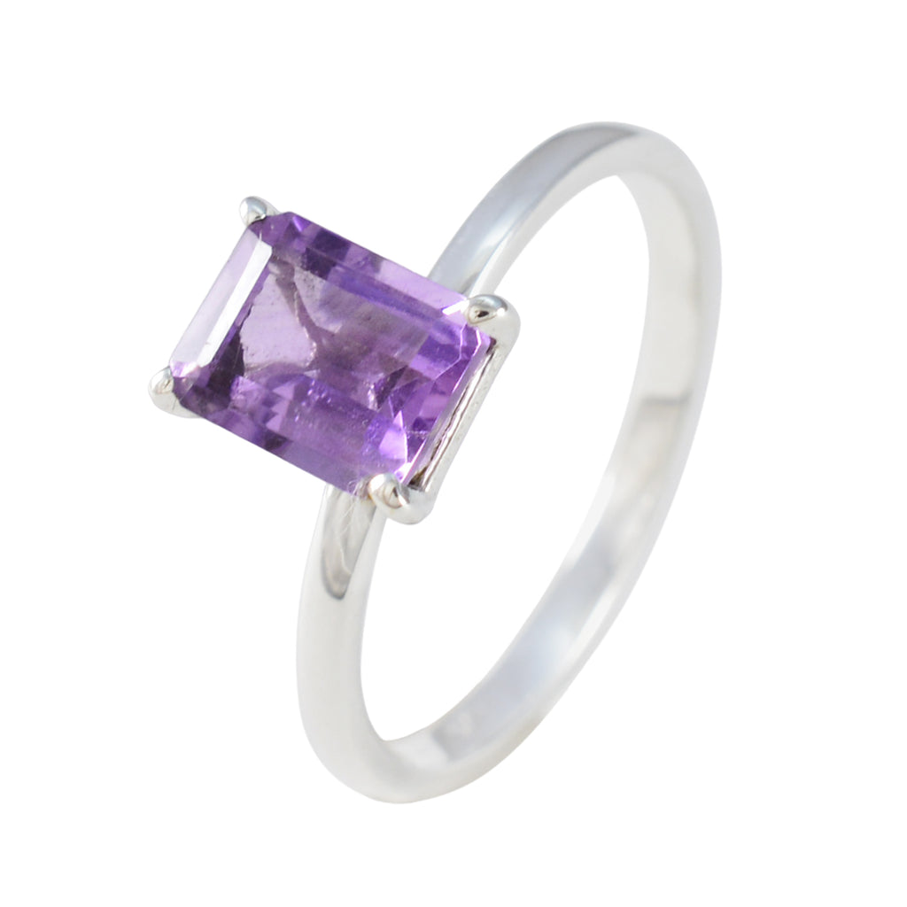 Amethyst Solitaire Turkish 925 Silver Purple Gems Delicate Graceful Ring Jewelry