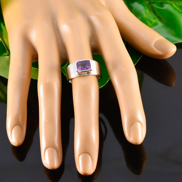 Amethyst Solitaire Moroccan 925 Sterling Silver Purple Gemstones Classic Artisan Ring Jewelry