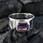 Amethyst Solitaire Moroccan 925 Sterling Silver Purple Gemstones Classic Artisan Ring Jewelry