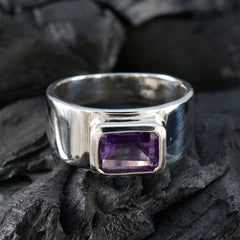 Amethyst Solitaire Moroccan 925 Sterling Silver Purple Gemstones Classic Artisan Ring Jewelry