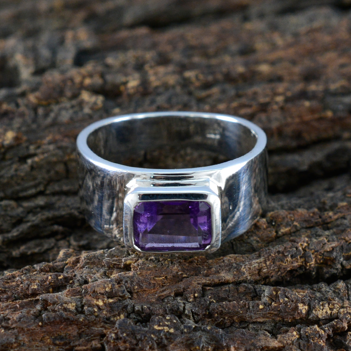 Amethyst Solitaire Moroccan 925 Sterling Silver Purple Gemstones Classic Artisan Ring Jewelry