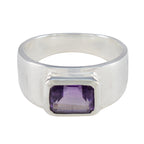 Amethyst Solitaire Moroccan 925 Sterling Silver Purple Gemstones Classic Artisan Ring Jewelry