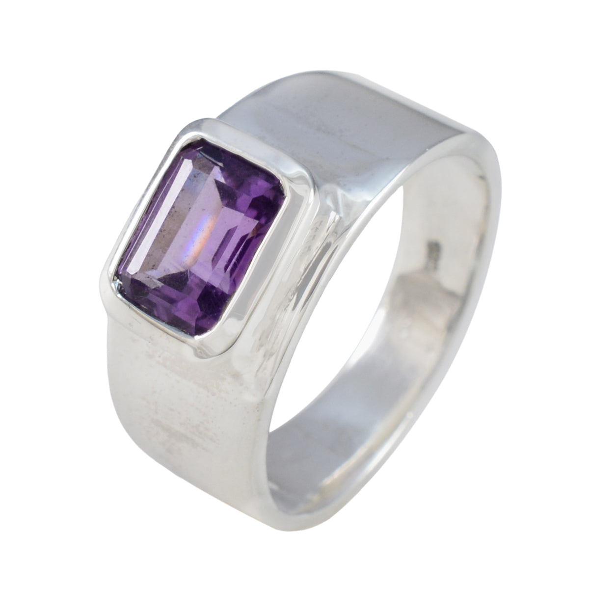 Amethyst Solitaire Moroccan 925 Sterling Silver Purple Gemstones Classic Artisan Ring Jewelry