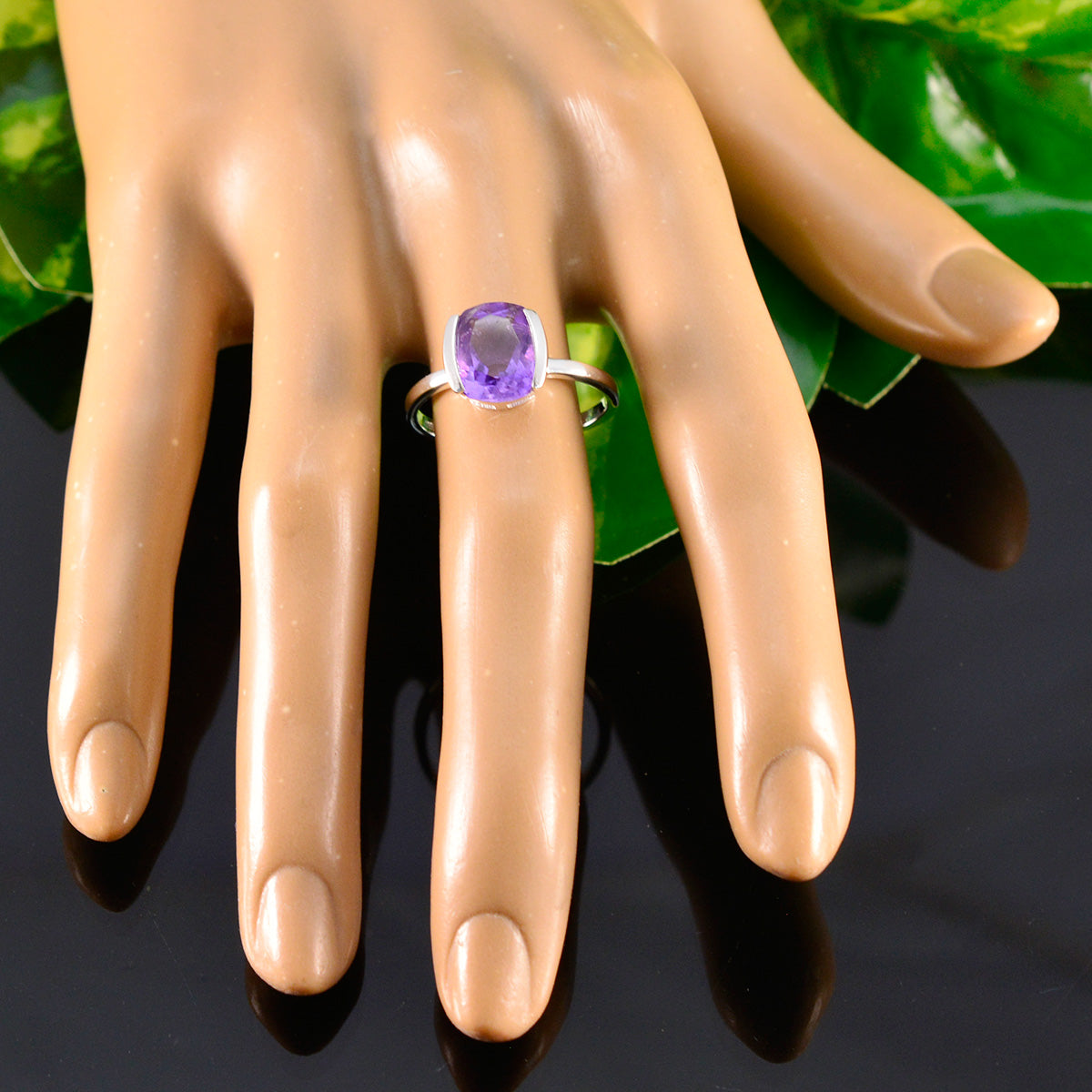 Amethyst Solitaire Korean 925 Silver Purple Gemstones Whisper thin Boho Ring Jewellery