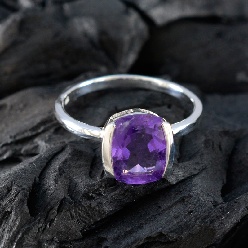 Amethyst Solitaire Korean 925 Silver Purple Gemstones Whisper thin Boho Ring Jewellery