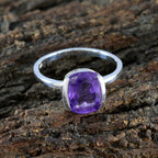 Amethyst Solitaire Korean 925 Silver Purple Gemstones Whisper thin Boho Ring Jewellery