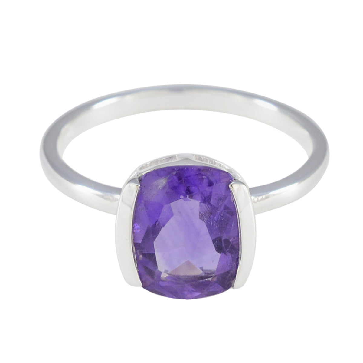 Amethyst Solitaire Korean 925 Silver Purple Gemstones Whisper thin Boho Ring Jewellery Huvudsaklig produktbild