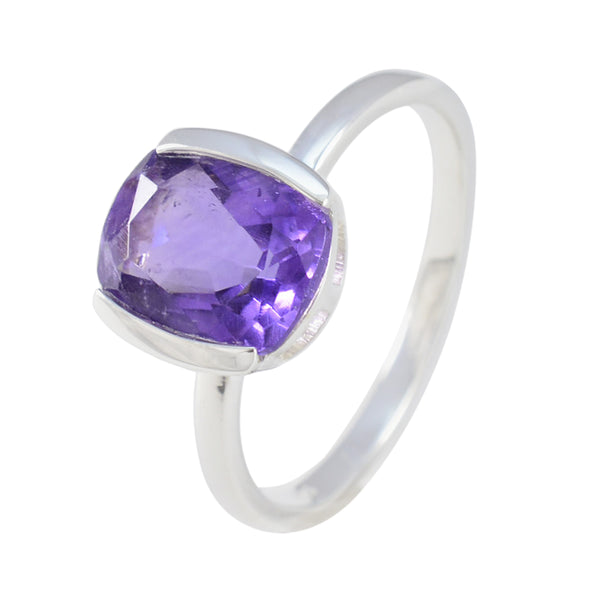 Amethyst Solitaire Korean 925 Silver Purple Gemstones Whisper thin Boho Ring Jewellery