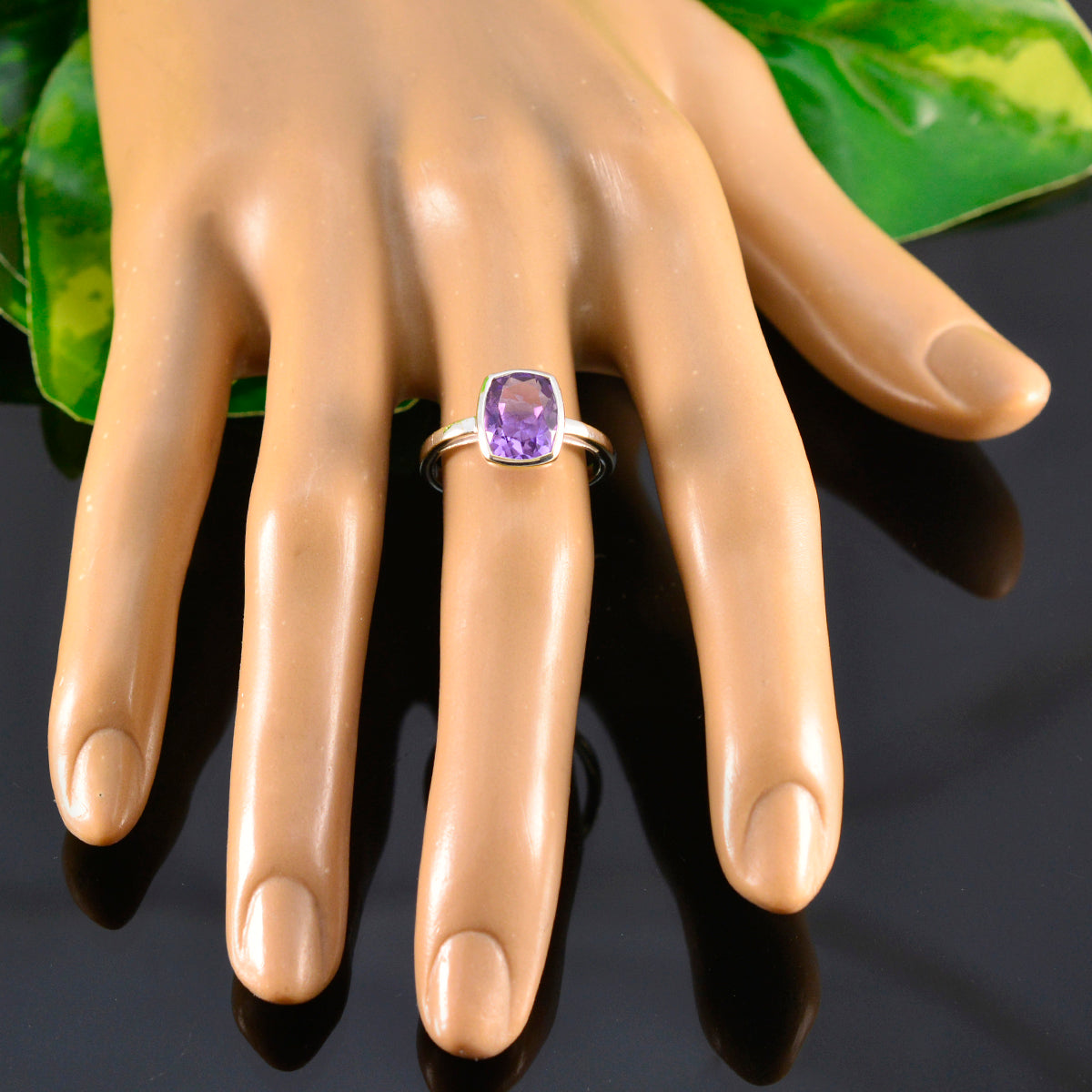 Amethyst Solitaire American 925 Sterling Silver Purple Gems Delicate Glamorous Ring Jewelry