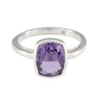 Amethyst Solitaire American 925 Sterling Silver Purple Gems Delicate Glamorous Ring Jewelry