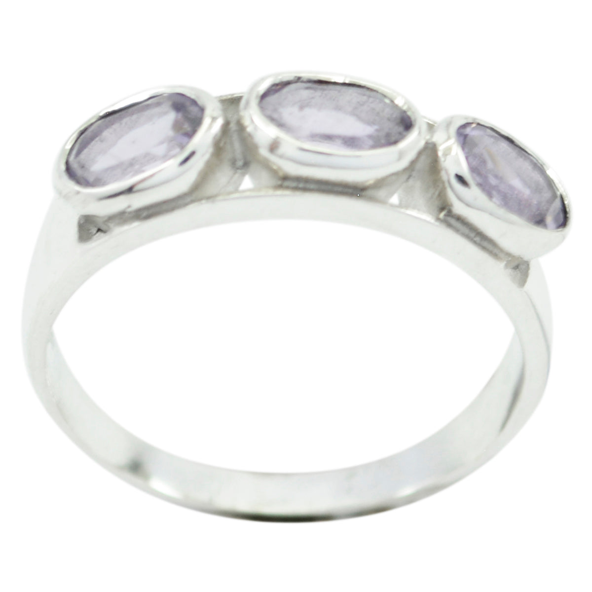 Amethyst Trilogy Turkish 92.5 Silver Purple Gemstone Delicate Modern Ring Jewelry Imagen principal del producto