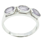 Amethyst Trilogy Turkish 92.5 Silver Purple Gemstone Delicate Modern Ring Jewelry