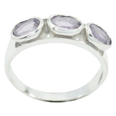 Amethyst Trilogy Turkish 92.5 Silver Purple Gemstone Delicate Modern Ring Jewelry