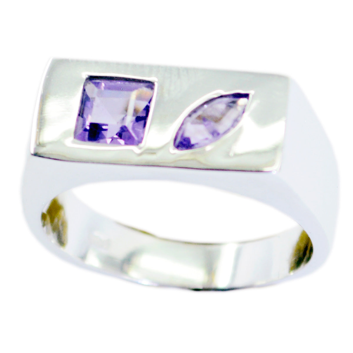 Amethyst Toi et Moi Egyptian 925 Silver Purple Gemstone Slim Modern Ring Jewellery Imagen principal del producto