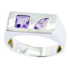 Amethyst Toi et Moi Egyptian 925 Silver Purple Gemstone Slim Modern Ring Jewellery