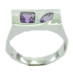 Amethyst Toi et Moi Egyptian 925 Silver Purple Gemstone Slim Modern Ring Jewellery