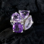 Amethyst quarter Indian 925 Silver Purple Gemstones Versatile Cocktail Ring Jewellery
