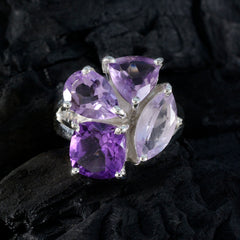 Amethyst quarter Indian 925 Silver Purple Gemstones Versatile Cocktail Ring Jewellery