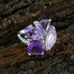 Amethyst quarter Indian 925 Silver Purple Gemstones Versatile Cocktail Ring Jewellery