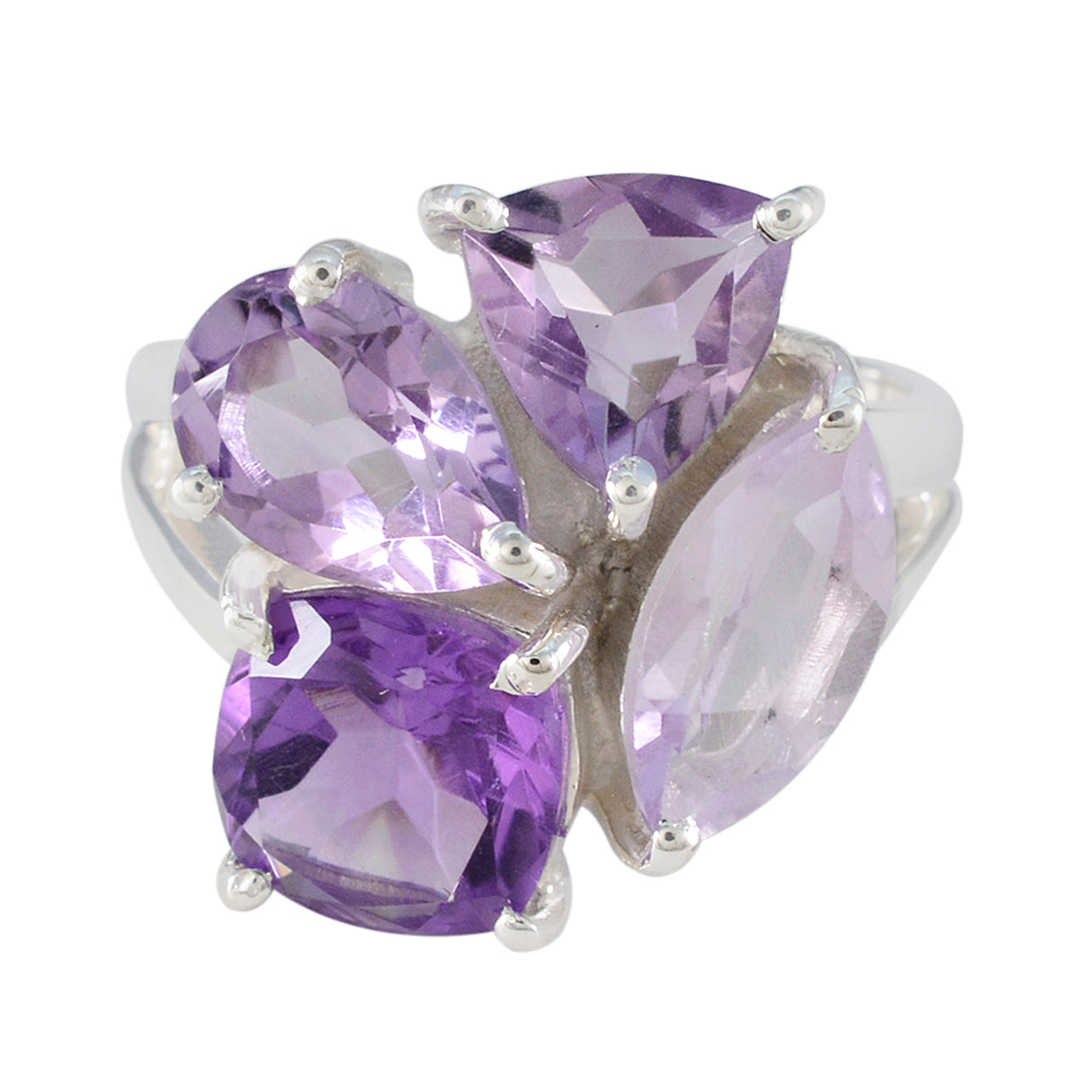 Amethyst quarter Indian 925 Silver Purple Gemstones Versatile Cocktail Ring Jewellery Huvudsaklig produktbild