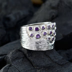 Amethyst multiple Egyptian Silver Purple Gemstones Essential  Armor Ring Jewellery