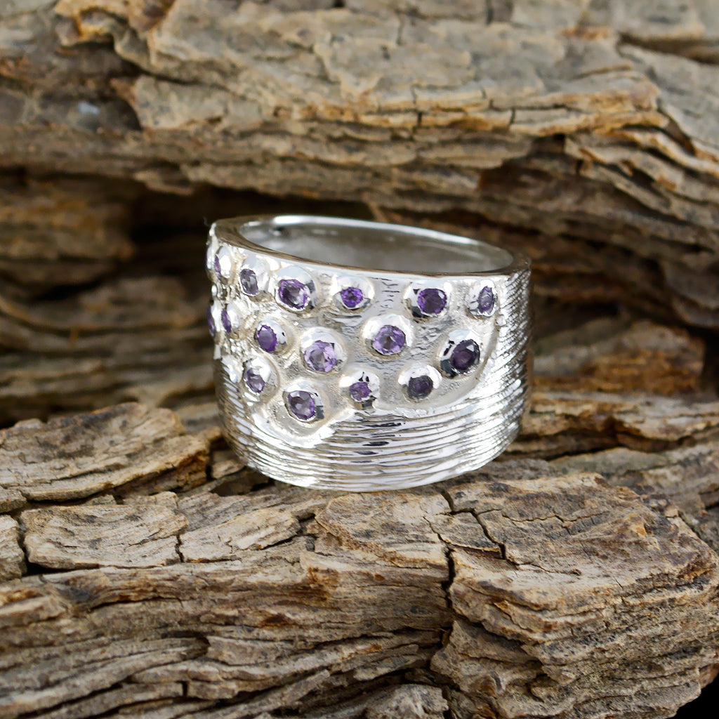 Amethyst multiple Egyptian Silver Purple Gemstones Essential  Armor Ring Jewellery
