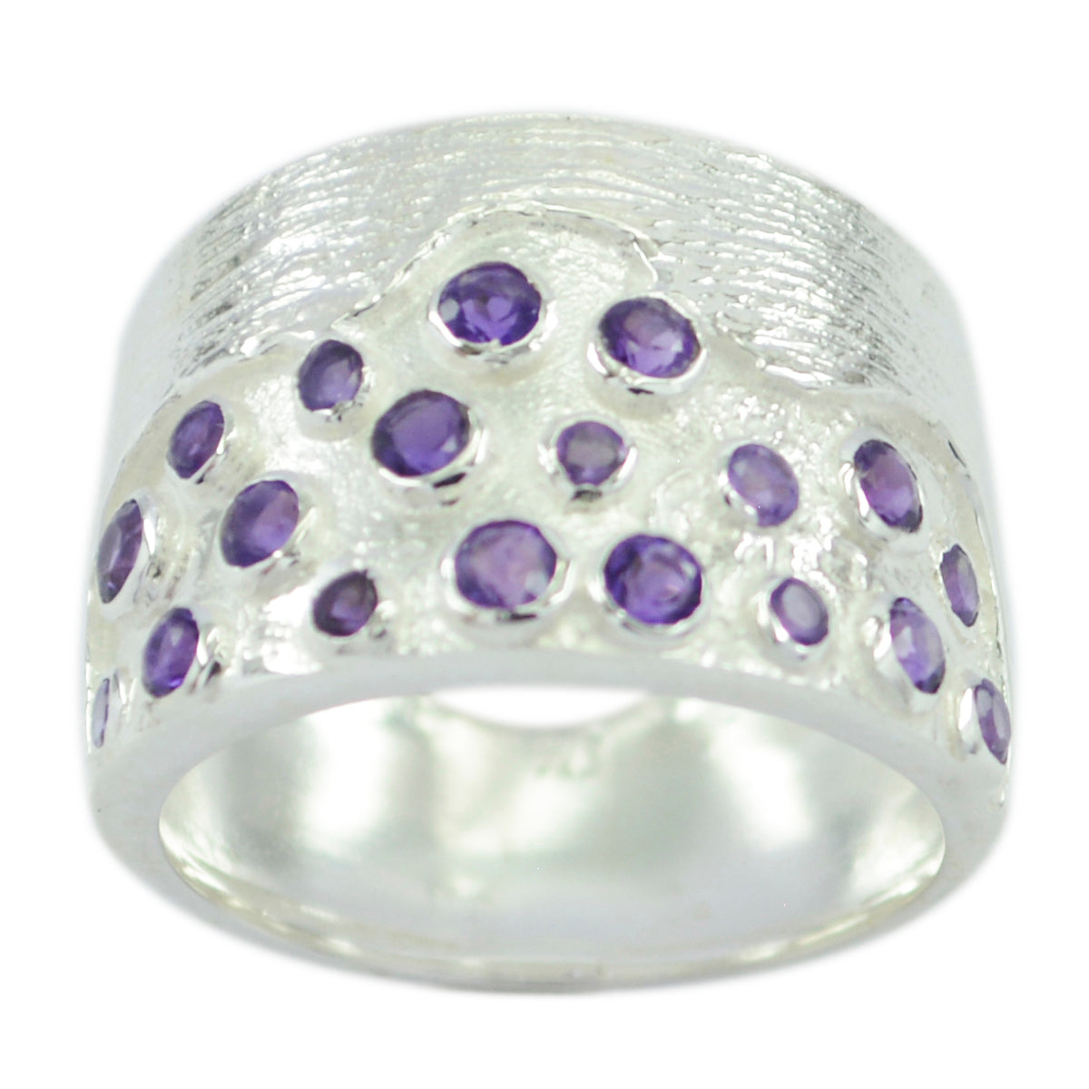 Amethyst multiple Egyptian Silver Purple Gemstones Essential Armor Ring Jewellery Imagen principal del producto