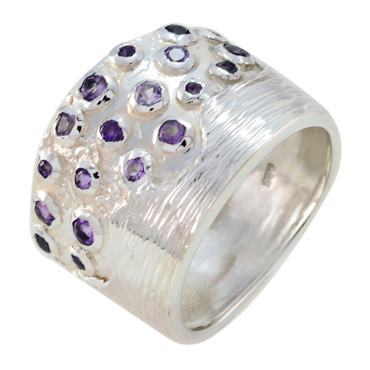 Amethyst multiple Egyptian Silver Purple Gemstones Essential  Armor Ring Jewellery