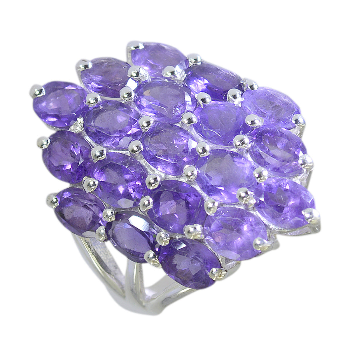 Amethyst multiple Egyptian Silver Purple Gemstones Mid weight Signet Ring Jewellery Imagen principal del producto