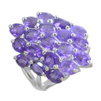 Amethyst multiple Egyptian Silver Purple Gemstones Mid weight Signet Ring Jewellery