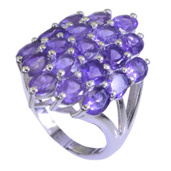 Amethyst multiple Egyptian Silver Purple Gemstones Mid weight Signet Ring Jewellery