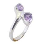Amethyst Toi et Moi Indian Sterling Silver Purple Gemstone Slim Boho Ring Jewelry