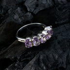 Amethyst Penta Moroccan Sterling Silver Purple Gems Featherlight Artisan Ring Jewellery