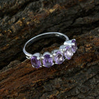 Amethyst Penta Moroccan Sterling Silver Purple Gems Featherlight Artisan Ring Jewellery