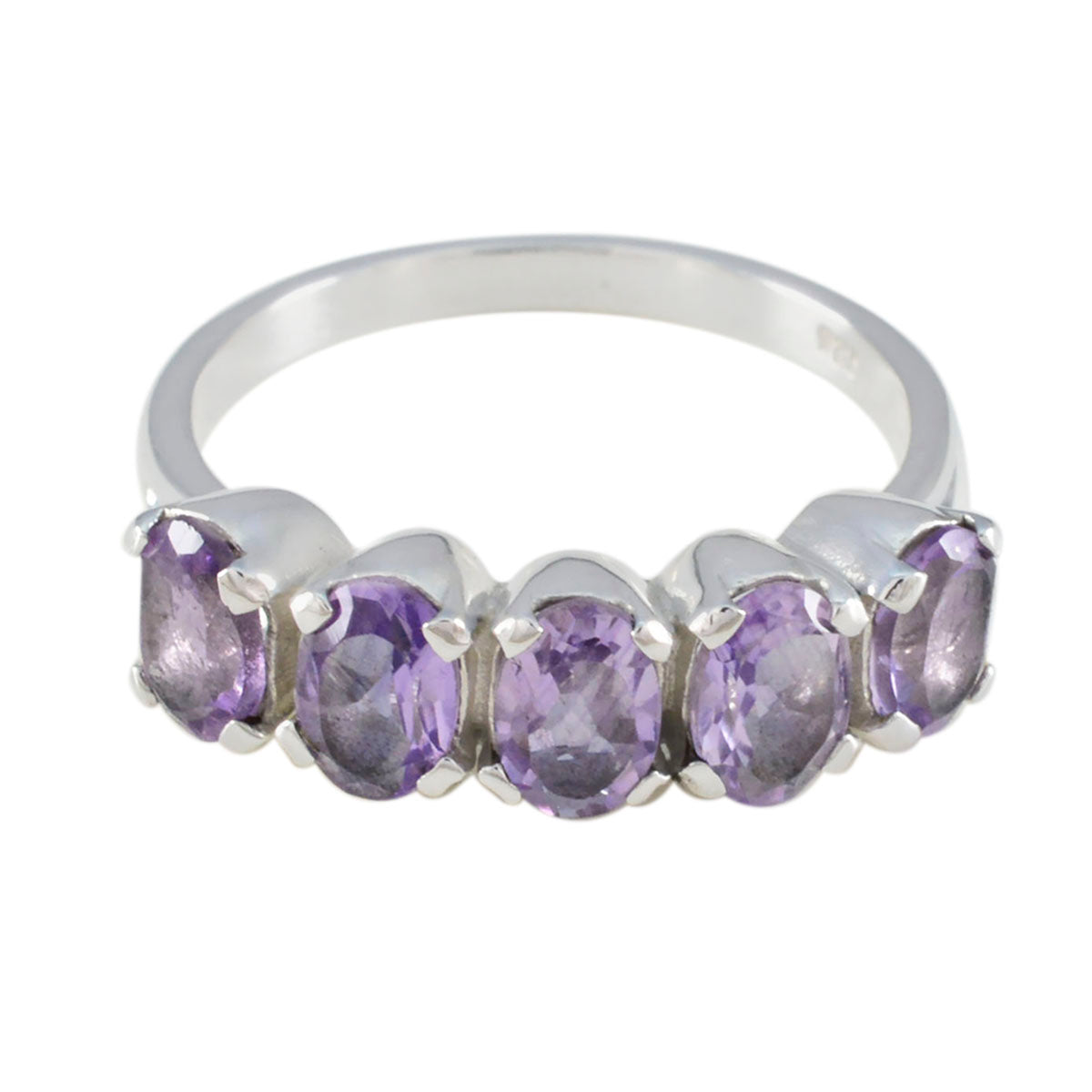 Amethyst Penta Moroccan Sterling Silver Purple Gems Featherlight Artisan Ring Jewellery Imagen principal del producto