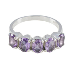 Amethyst Penta Moroccan Sterling Silver Purple Gems Featherlight Artisan Ring Jewellery