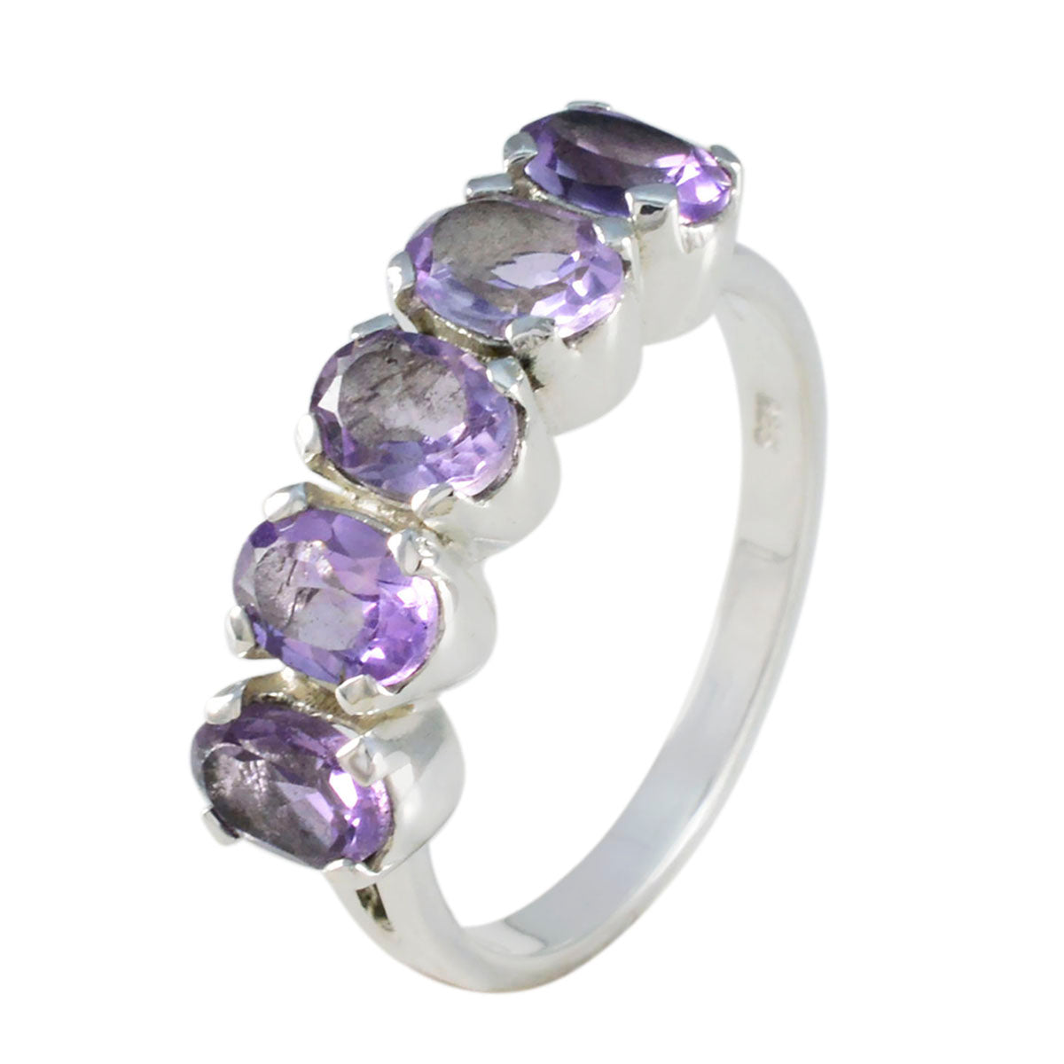 Anillo artesanal ligero de amatista, penta, plata esterlina marroquí, gemas moradas Imagen secundaria del producto