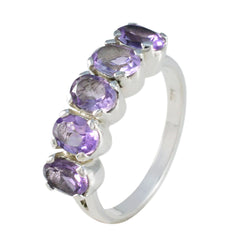 Amethyst Penta Moroccan Sterling Silver Purple Gems Featherlight Artisan Ring Jewellery