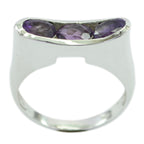 Amethyst Trilogy Moroccan 925 Sterling Silver Purple Gemstone Slim Romantic Ring Jewellery