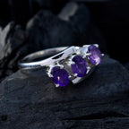 Amethyst Trilogy Egyptian 925 Silver Purple Gems Classic Abstract Ring Jewellery