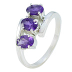 Amethyst Trilogy Egyptian 925 Silver Purple Gems Classic Abstract Ring Jewellery