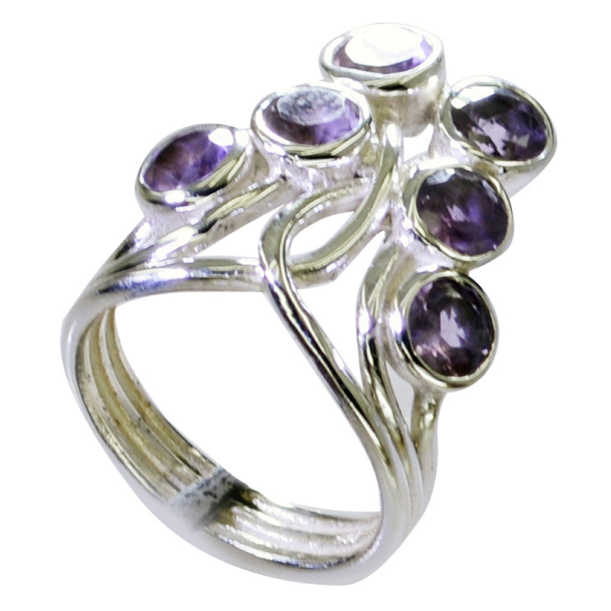 Amethyst Hexa Moroccan 925 Silver Purple Gemstones Versatile Modern Ring Jewellery Imagen principal del producto