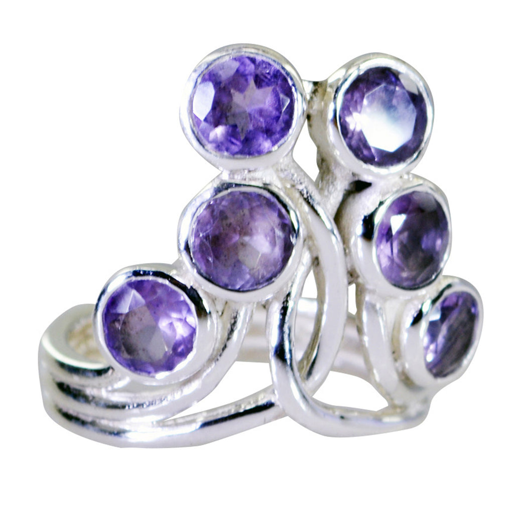 Amethyst Hexa Moroccan 925 Silver Purple Gemstones Versatile Modern Ring Jewellery
