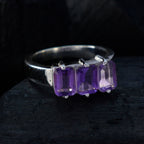 Amethyst Trilogy Turkish 925 Sterling Silver Purple Gemstones Whisper thin Romantic Ring Jewellery